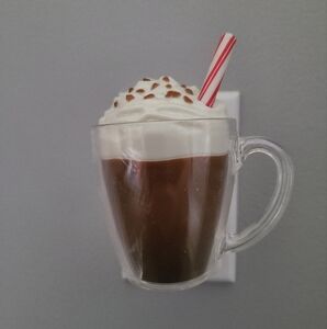 Used Yankee Candle Glass Mug with Whipped Cream Design fragrance plug-in